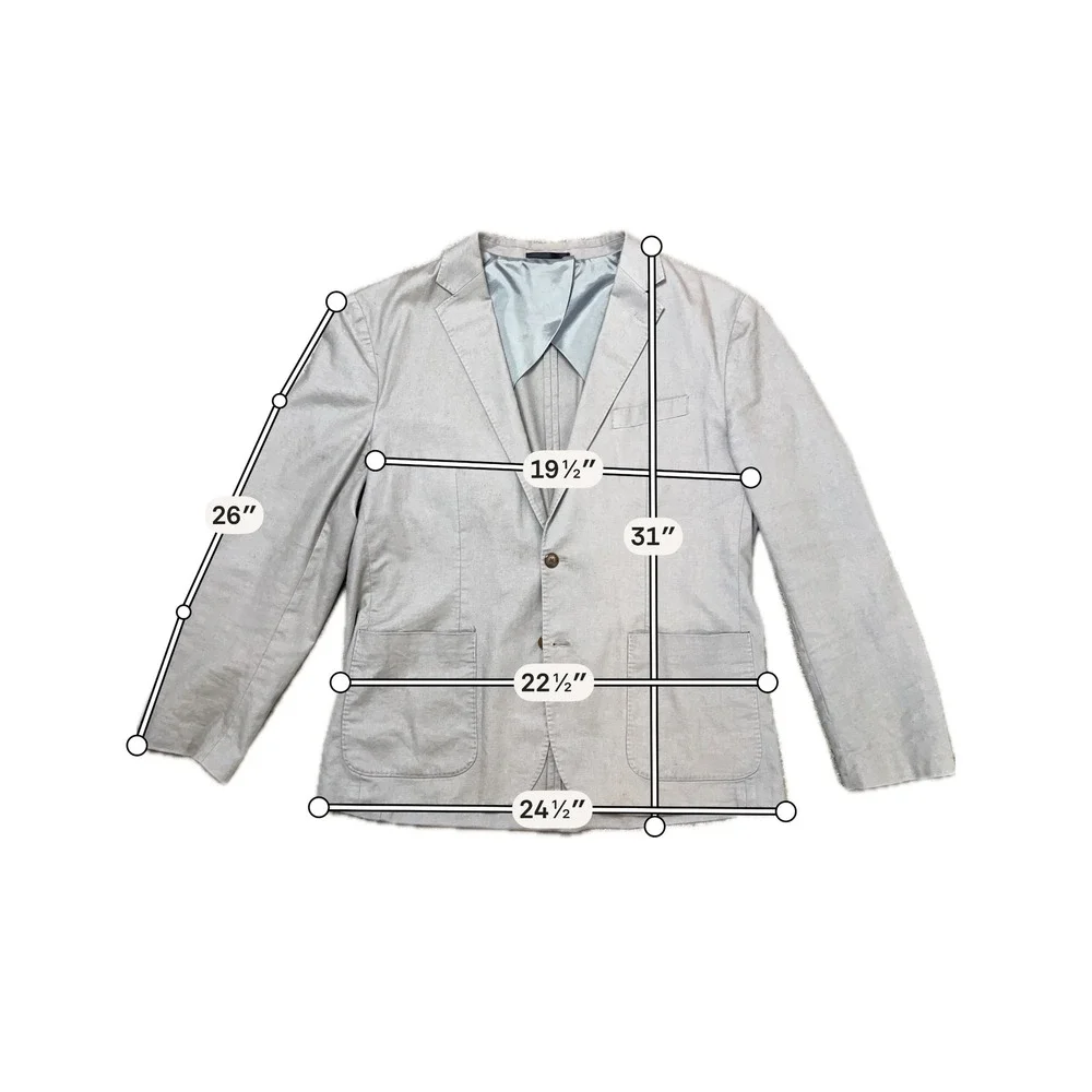 J.Crew Mens Hemp Cotton Blend Unstructured Blazer Grey BC612 XL